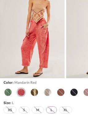 Free People Mandarin Red Wide Leg Cropped Pants